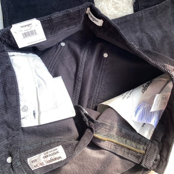 Wrangler Westward 626 High Rise Boot Corduroy Black Jeans Size 28x34 - Picture 9 of 12